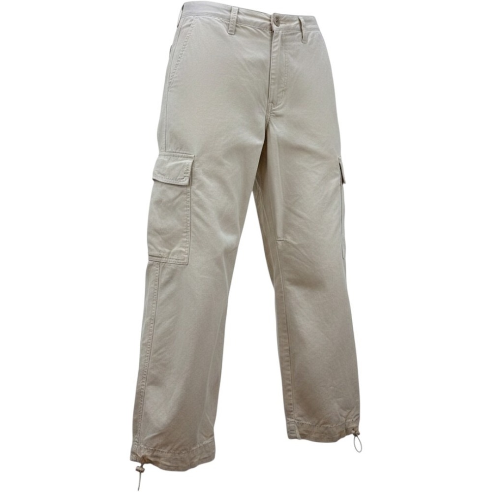 Aeropostale Y2K Beige Utility Cargo Pants Elastic Waist‎ Wide Leg Womens Small
